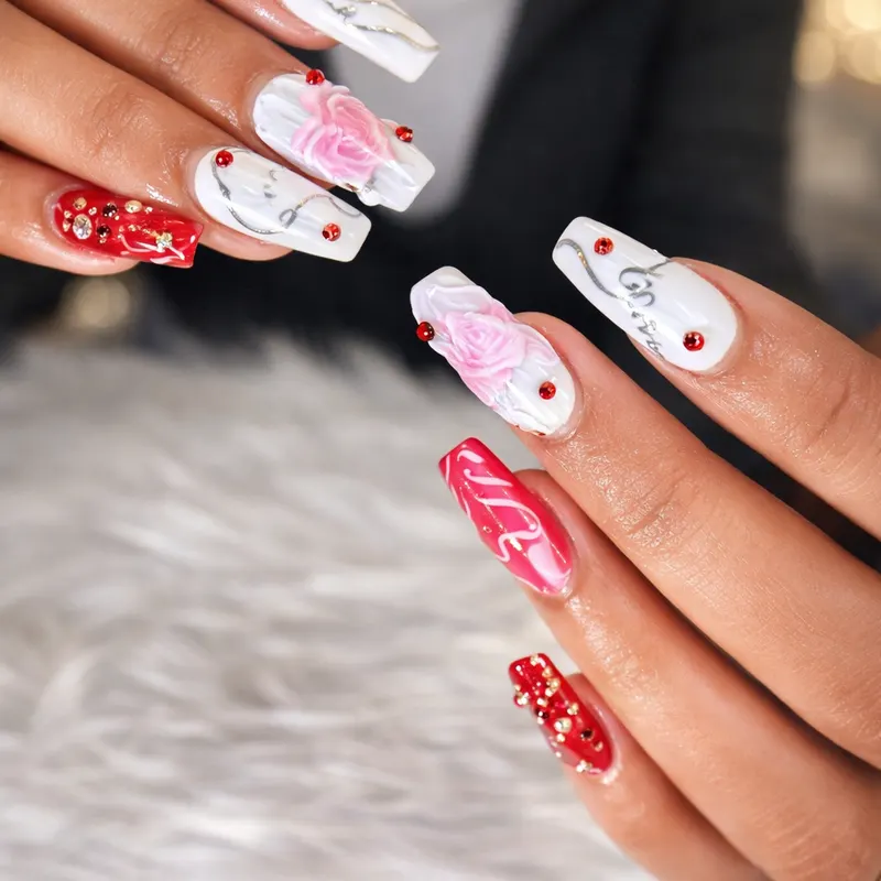 Acrylic, nail enhancements, 3D, custom, nail art by Nails Unlimited in Sugar Land, TX