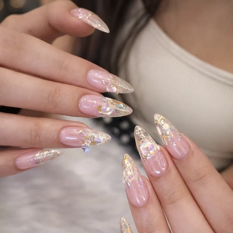 Gel-X, nail enhancements, charms, metallic, foil, design, 3D by Nails Unlimited in Sugar Land, TX